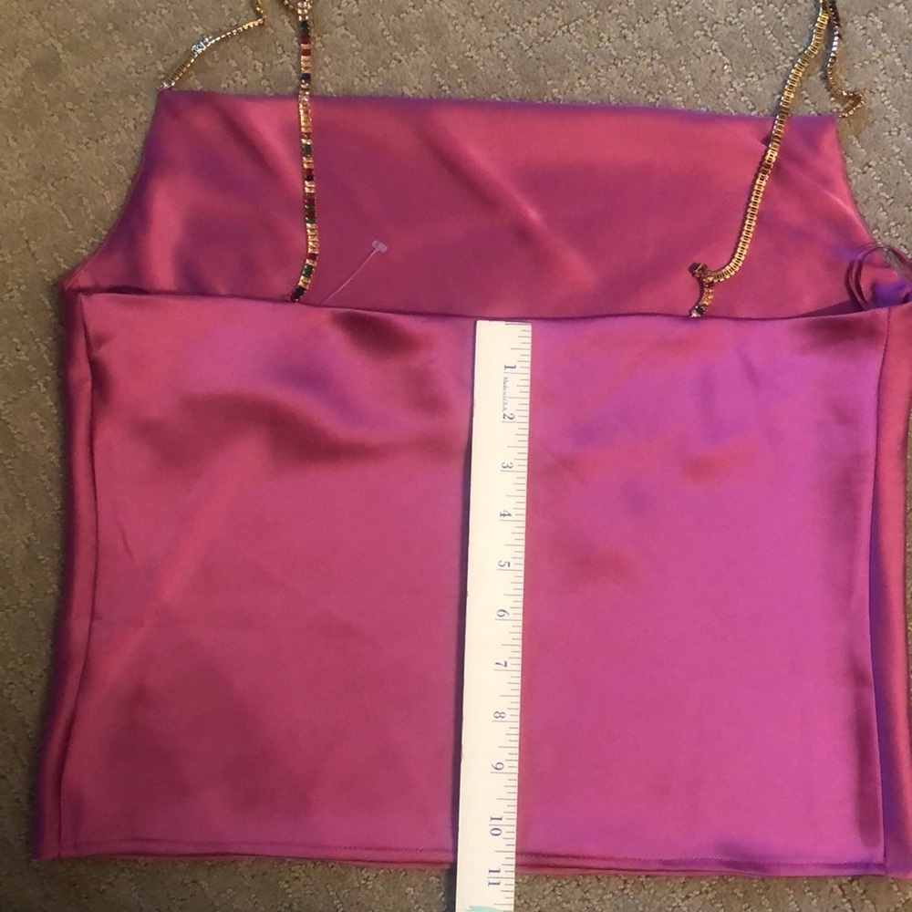 NWT House of Harlow 1960 Pink Satin Rhinestone Strap Draped Tank Camisole - Picture 9 of 9